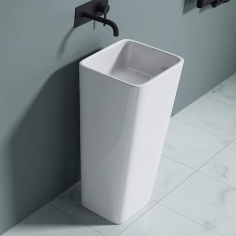 40x35x82cm Design Standwaschbecken Colossum31 aus Gussmarmor Waschtisch Waschplatz Stand Säule
