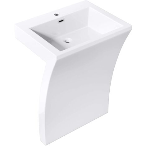 doporro 58x48x84cm Design Standwaschbecken Colossum07 aus Gussmarmor Waschtisch Waschplatz Standsäule