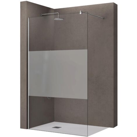 doporro Luxus Duschwand Duschabtrennung Bremen2MS 110x200 Walk-In Dusche mit Stabilisator aus Echtglas 10mm ESG-Sicherheitsglas Klarglas inkl. Nanobeschichtung