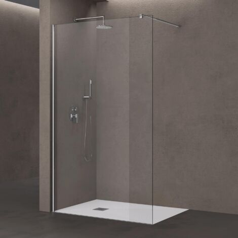 doporro Luxus Duschwand Duschabtrennung Bremen2K 130x200 Walk-In Dusche mit Stabilisator aus Echtglas 10mm ESG-Sicherheitsglas Klarglas inkl. Nanobeschichtung
