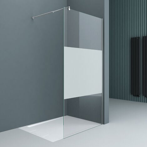doporro Luxus Duschwand Duschabtrennung Bremen2MS 50x200 Walk-In Dusche mit Stabilisator aus Echtglas 10mm ESG-Sicherheitsglas Klarglas inkl. Nanobeschichtung