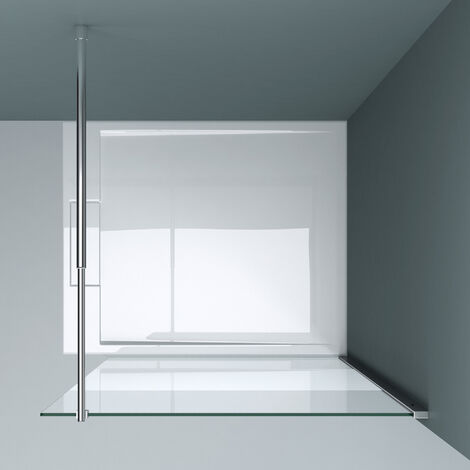 doporro Luxus Duschwand Duschabtrennung Bremen2MS 50x200 Walk-In Dusche mit Stabilisator aus Echtglas 10mm ESG-Sicherheitsglas Klarglas inkl. Nanobeschichtung