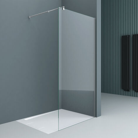 doporro Luxus Duschwand Duschabtrennung Bremen2K 110x200 Walk-In Dusche mit Stabilisator aus Echtglas 10mm ESG-Sicherheitsglas Klarglas inkl. Nanobeschichtung