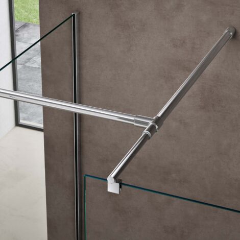 Walk-in Duschwand | 70x200 Cm, 8 Mm Nano Glas | Mit Stabilisierungsstange | Ohne Duschtasse, Bodenebene Montage