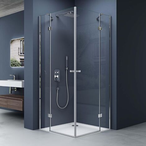 doporro Eck-Duschkabine Eckdusche Rav01K 90x90x190cm Glasdusche ESG-Sicherheitsglas Klarglas inkl. Easy-Clean-Beschichtung und DIN-Anschlüssen (1/5)