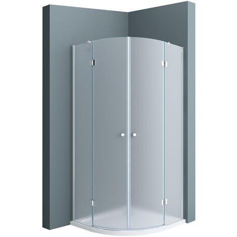 doporro Viertelkreisdusche Duschkabine Ravenna02VS 90x90x190cm Duschabtrennung inkl. flache-Duschwanne ESG-Sicherheitsglas Satiniert Easy-Clean-Beschichtung