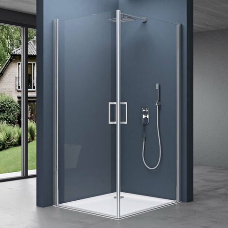 doporro Eck-Duschkabine Eckdusche Ravenna24K 85x70x195cm Duschakabine ESG-Sicherheitsglas Klarglas inkl. beidseitiger Easy-Clean-Beschichtung Hebe- und Senkmechanismus (1/5)