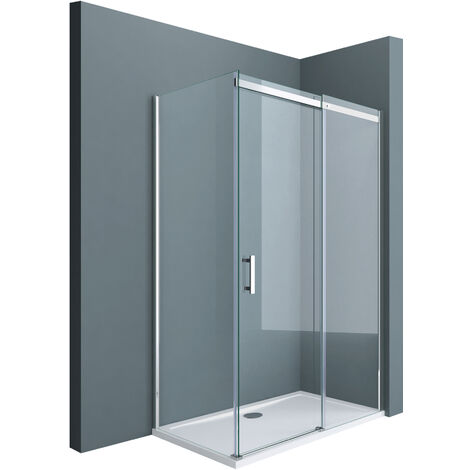 doporro Eckdusche 70x130x195cm Eck-Duschkabine Duschabtrennung ESG-Sicherheitsglas Klarglas Schiebetür inkl. Easy-Clean-Beschichtung Einstieg Rechts