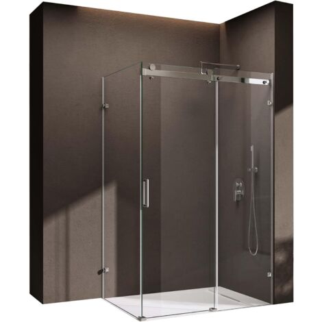doporro Eck-Duschkabine Eckdusche Ravenna17-2 100x115x195cm Duschabtrennung mit Schiebetür ESG-Sicherheitsglas Klarglas 4-Punktbefestigung inkl. beidseitiger Easy-Clean-Beschichtung