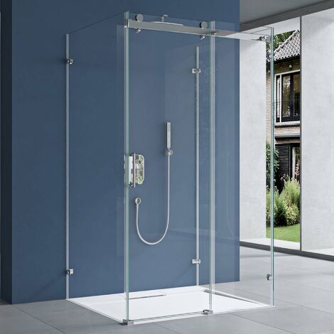 doporro U-Form Duschkabine Ravenna17-2 120x100x195cm Duschabtrennung mit Schiebetür ESG-Sicherheitsglas Klarglas 4-Punktbefestigung inkl. beidseitiger Easy-Clean-Beschichtung (1/5)