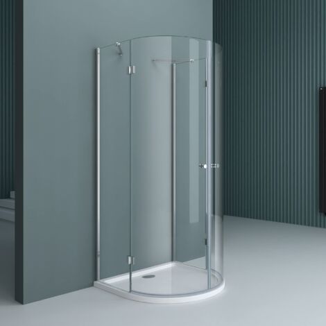 doporro Halbkreis-Duschkabine 90x90cm Glasdusche inkl. 4cm flacher Duschtasse in Weiß und Ablaufgarnitur ESG-Sicherheitsglas Klarglas inkl. Easy-Clean-Beschichtung Rav03K (1/5)
