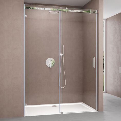 doporro Duschtür Nischentür dusche Duschabtrennung Duschkabine 120x195cm ESG-Sicherheitsglas Duschtür aus Klarglas teilgerahmt 4-Punkt-Befestigung inkl. NANO-Beschichtung Teramo4-2