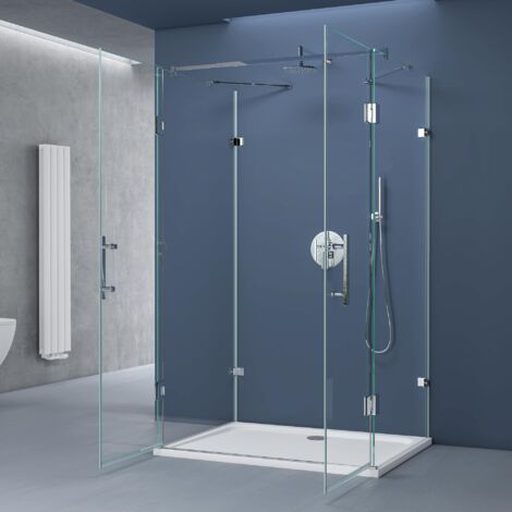 doporro U-Form Duschkabine Ravenna40 80x90x195cm Duschabtrennung 8mm ESG-Sicherheitsglas Klarglas inkl. beidseitiger Easy-Clean-Beschichtung