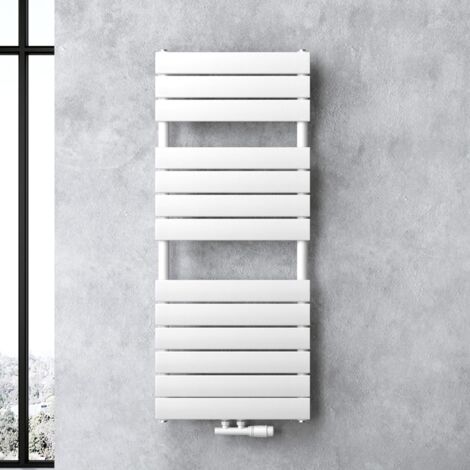 doporro Design Badheizung Flachheizkörper 120x50cm Weiß Paneelheizkörper Einlagig Horizontal Mittelanschluss Bad-Heizkörper