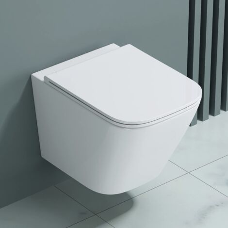 doporro Hänge-WC Spülrandlos 52x36x36cm Wand WC inkl. Softclose Keramik Tiefspül-Toilette Weiß Aachen112
