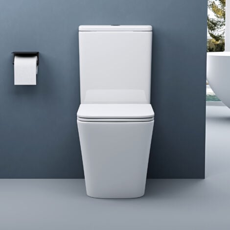 doporro Design Stand WC inkl. Softclose Absenkautomatik 37,5x67,5x82cm Stand-Toilette Weiß spülrandlos Stand112T