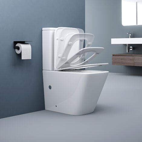 doporro Design Stand WC inkl. Softclose Absenkautomatik 37,5x67,5x82cm Stand-Toilette Weiß spülrandlos Stand112T