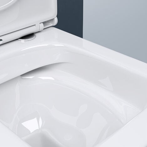 doporro Design Stand WC inkl. Softclose Absenkautomatik 37,5x67,5x82cm Stand-Toilette Weiß spülrandlos Stand112T