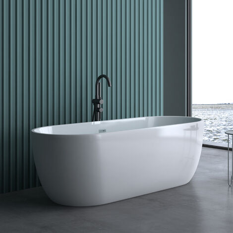 doporro Design Badewanne 170 x 78 x 60 cm Vicenza518 freistehend in Weiß inkl. DIN-Anschlüsse