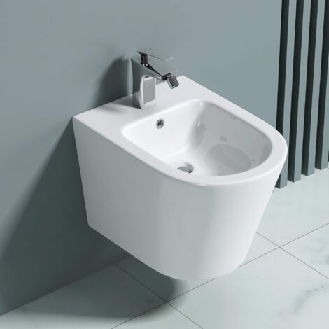 doporro WC-Bidet Düren108 Weiß 51,5x36x34,5cm aus Keramik Wand-Bidet mit Überlauf