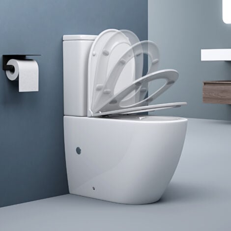 doporro Design Stand WC Toilette bodenstehend Tiefspüler mit Silent-Close spülrandlose Toilette spülrandloses WC Aachen179T