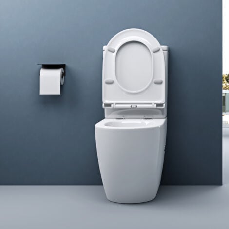 doporro Design Stand WC Toilette bodenstehend Tiefspüler mit Silent-Close spülrandlose Toilette spülrandloses WC Aachen179T