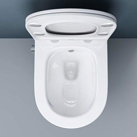 doporro Hänge-WC Weiß Wand-WC Toilette mit Soft-Close Spülrandloses aus Keramik Hänge-Toilette Aachen601