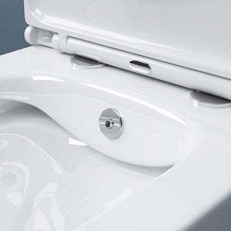 doporro Hänge-WC Weiß Wand-WC Toilette mit Soft-Close Spülrandloses aus Keramik Hänge-Toilette Aachen601