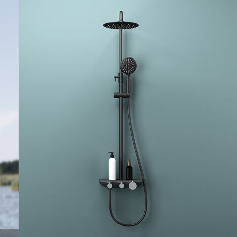 Duschsystem LUVA Selection Mit Thermostat Regendusche Edelstahl Regenkopf Runde Duschsäule
