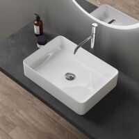 doporro Waschbecken Aufsatzwaschbecken Keramik BxTxH: 500x350x110 mm weiß glänzend Eckig Aufsatzbecken ohne Hahnloch&Überlauf Gäste WC Handwaschbecken Waschtisch Brüssel105