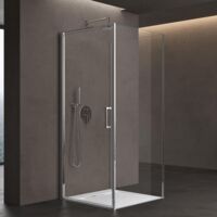 doporro Duschkabine U-Form 80x75x80 cm Ravenna36UK Duschabtrennung mit Drehtüren 8mm ESG-Sicherheitsglas Klarglas inkl. Nano-Beschichtung