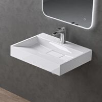 doporro Waschbecken Aufsatzwaschbecken Mineralguss Hängewaschbecken 50cm mit Nano-Beschichtung inkl. Ablaufgarnitur Col19