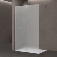 doporro Luxus Duschwand Duschabtrennung Bremen2VS 140x200 Walk-In Dusche mit Stabilisator aus Echtglas 10mm ESG-Sicherheitsglas satiniert inkl. Nanobeschichtung