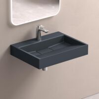 doporro Waschbecken Aufsatzwaschbecken Mineralguss Hängewaschbecken 50cm mit Nano-Beschichtung inkl. Ablaufgarnitur Col19