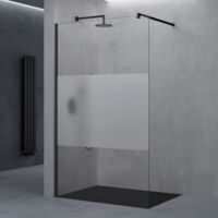 doporro Duschwand Duschtrennwand 50x200 Walk-In Dusche mit Stabilisator aus Echtglas 10mm ESG-Sicherheitsglas Teilsatiniert inkl. Nanobeschichtung