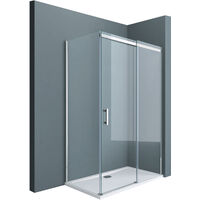 doporro Eckdusche 80x120x195cm chrom Duschkabine Duschabtrennung ESG-Sicherheitsglas Klarglas Schiebetür inkl. Easy-Clean-Beschichtung Einstieg links/rechts