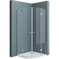 doporro Viertelkreisdusche Duschkabine Ravenna02K 80x80x190cm Duschabtrennung inkl. flache-Duschwanne ESG-Sicherheitsglas Klarglas Easy-Clean-Beschichtung