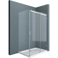 doporro Eck-DuschkabineEckdusche Ravenna17-2 75x125x195cm Duschabtrennung mit Schiebetür ESG-Sicherheitsglas Klarglas 4-Punktbefestigung inkl. beidseitiger Easy-Clean-Beschichtung
