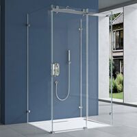 doporro U-Form Duschkabine Ravenna17-2 80x130x195cm Duschabtrennung mit Schiebetür ESG-Sicherheitsglas Klarglas 4-Punktbefestigung inkl. beidseitiger Easy-Clean-Beschichtung