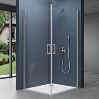 doporro Eck-Duschkabine Eckdusche Ravenna24K 70x100x195cm Duschabtrennung ESG-Sicherheitsglas Klarglas inkl. beidseitiger Easy-Clean-Beschichtung Hebe- und Senkmechanismus