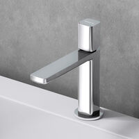 doporro Einhebelmischer Silber 19,6 cm hoch Waschbeckenarmatur eckig Waschtischarmatur Einlochmontage DIN-Anschluss