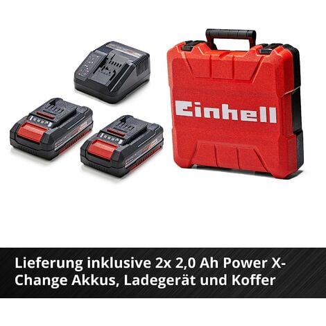 Einhell Akku-Schlagbohrschrauber TE-CD Koffer, Power X-Change Ah Li-Ion, inkl. Akkus Beton, 10 V, Kit 18/48 mm 2,0 in (mit 48 Bohrleistung und Nm, Li-i Schlagfunktion, Ladegerät) 2x 18