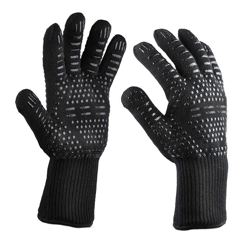 MARSPOWER Gants de Four Gants résistants à la Chaleur Gants de Barbecue Anti-Coupure Gants de Barbecue en Silicone antidérapants Gants de Cuisine de sécurité pour la Cuisine Noir