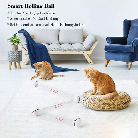 Balle De Jouet Interactif Pour Chat Avec Lumieres Led Boule De Rotation Automatique A 360 Degres