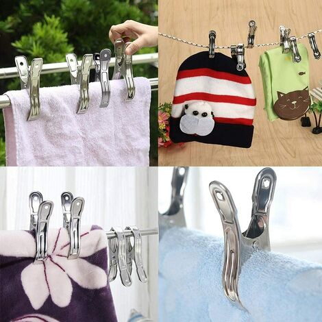 épingle Linge INOX 10 Pcs Pinces à Linge métal epingle Linge Metal pour Vêtements Photos Loisirs Créatif Pinces à Linge extérieur Pinces à Linge Inoxydable Pince à Serviette de Plage