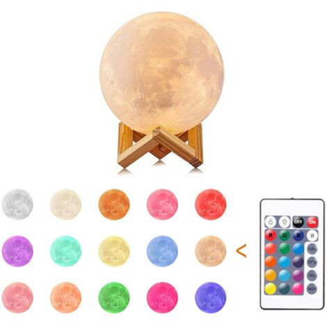 Lampe Lune 3d 16 Couleurs Lampe Chevet Lune Lune Veilleuse Rechargeable Usb 15cm Eclairage Telecommande Veilleuse Bebe Decor A La Maison Lumieres De Noel