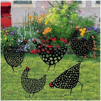 Lot de 5 poules réalistes - Décoration de jardin - Décoration en forme de poulet - Silhouette de cour - Pour pelouse, chemin, trottoir, jardin