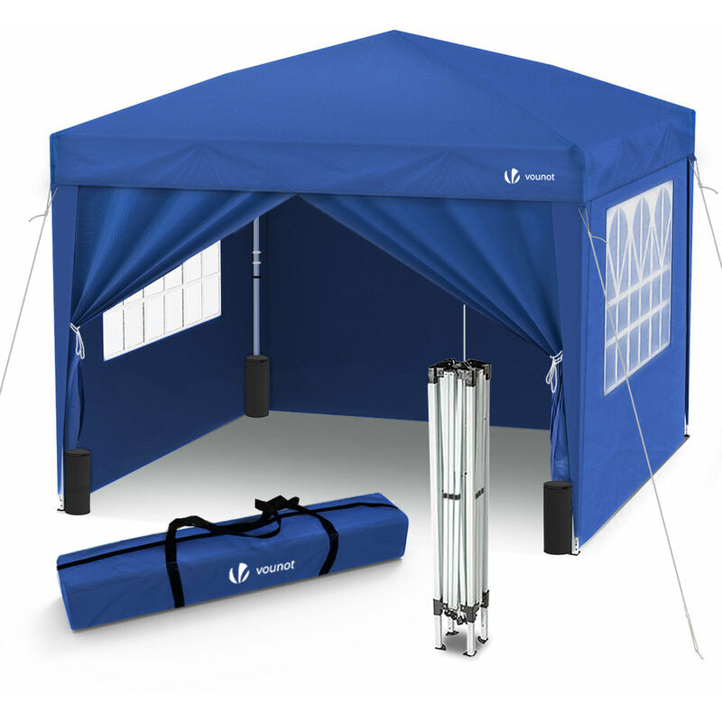 2x2m Pop Up Gazebo With Wheeled Bag, 4 Leg Weights, Rope and Pegs