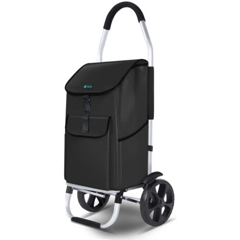 VOUNOT Folding Shopping Trolley with Detachable bag, 2 Mudguard wheels 55L Black (1/5)