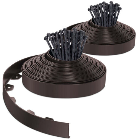 VOUNOT Flexible Lawn Garden Edging Border, with 80 Pegs, Brown 40m